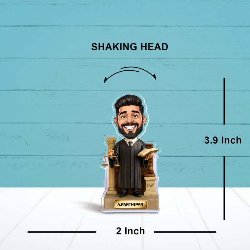 Personalized Judge Bobblehead Caricature Custom with Face Cutout, Gift for Lawyer, Advocate & Judge Home & Office Desk Decor Battery Powered Moving Head